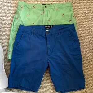 Chaps Green Flamingo and Blue Shorts - 2 pair